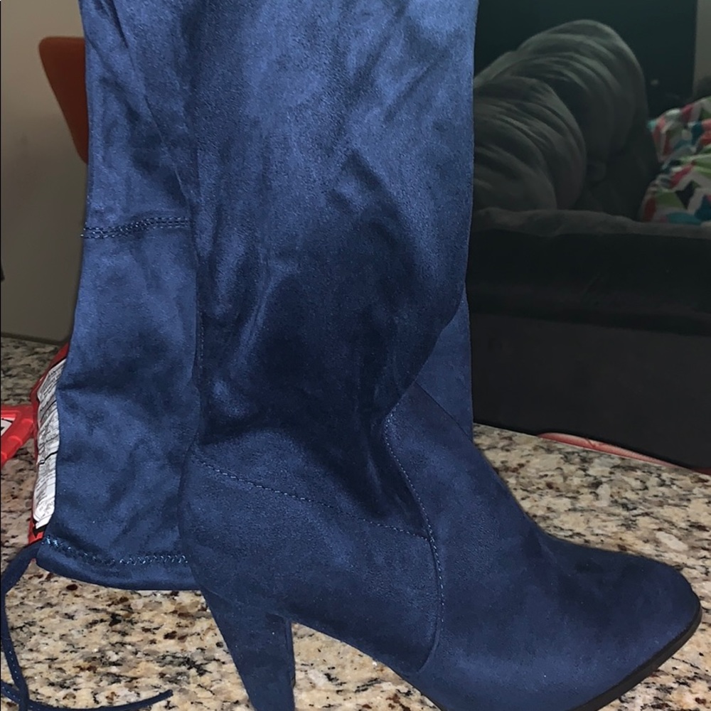 Brand new navy blue thigh high boot